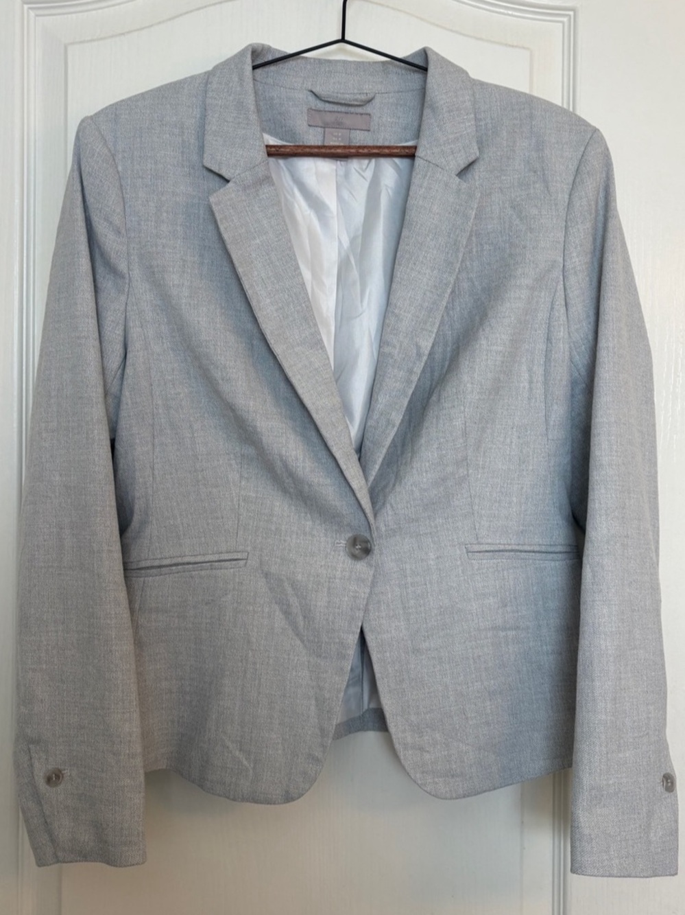 H&M Gray Single Button Tailored Blazer Jacket Size Medium
